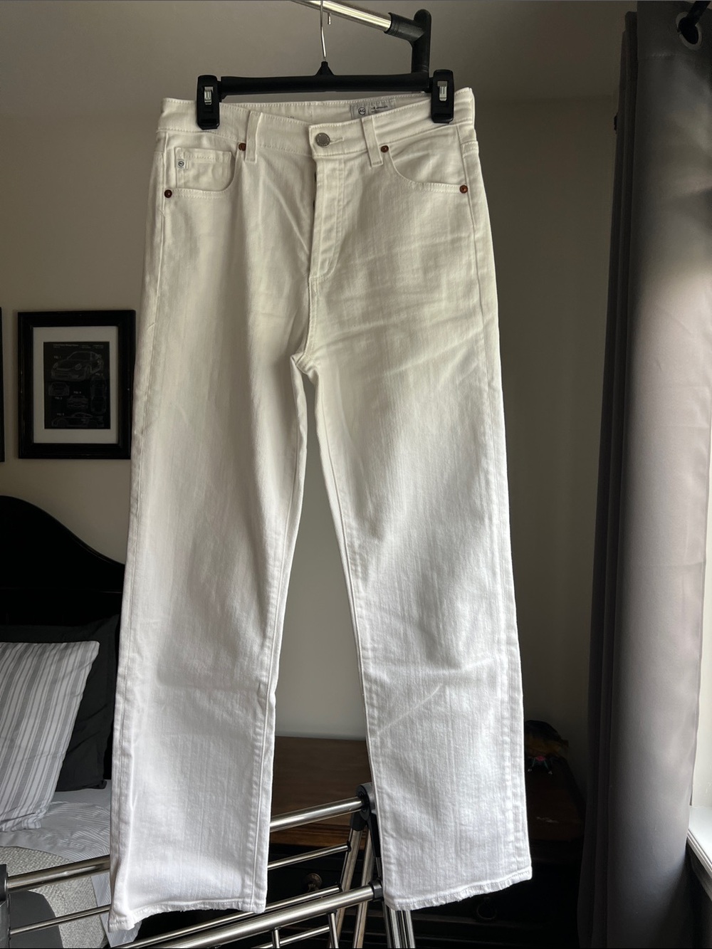 AG Adriano Goldschmied White Straight-Leg Women's Jeans